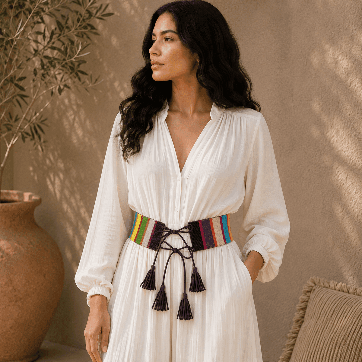 Sunset Tassel Beaded Belt