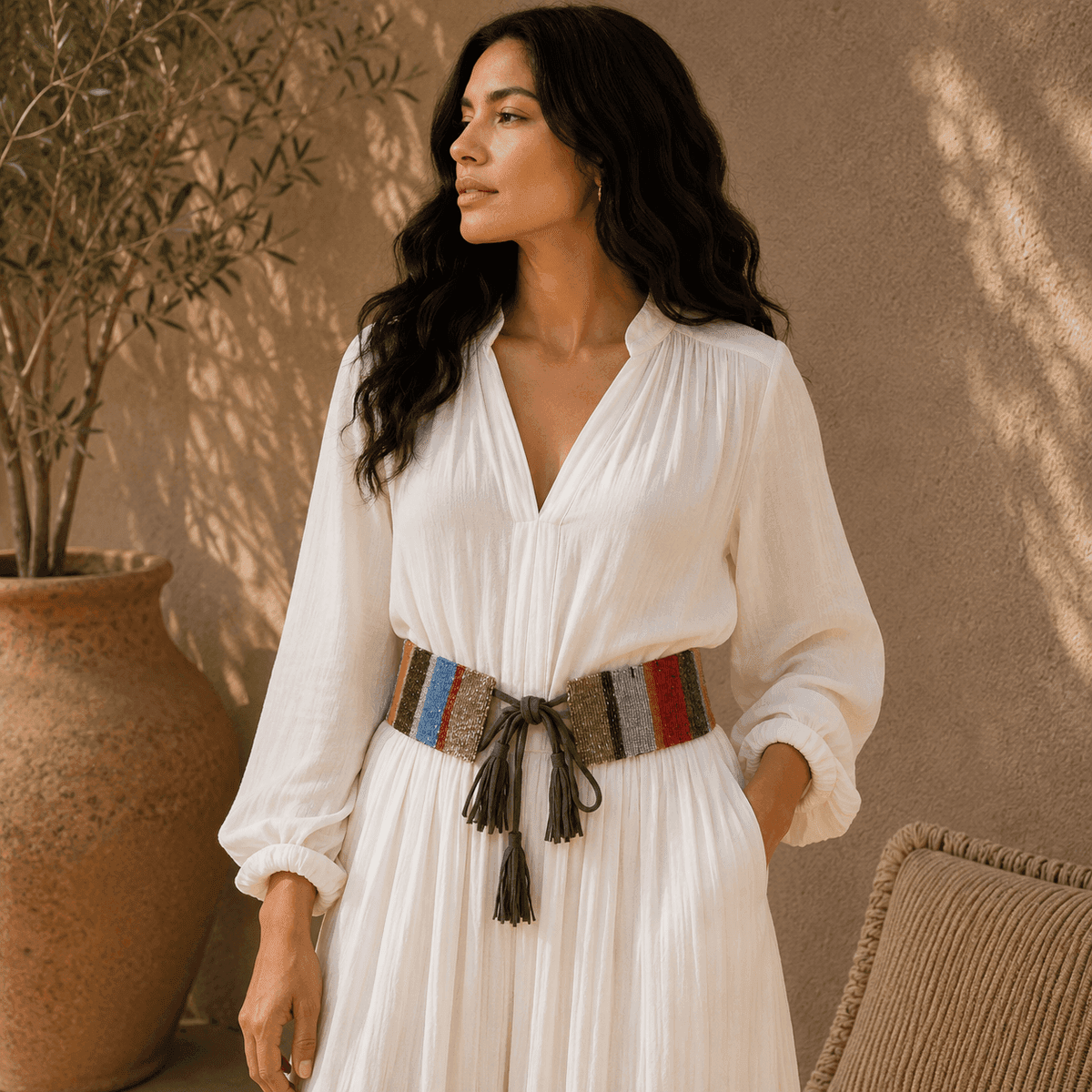 Sunset Tassel Beaded Belt