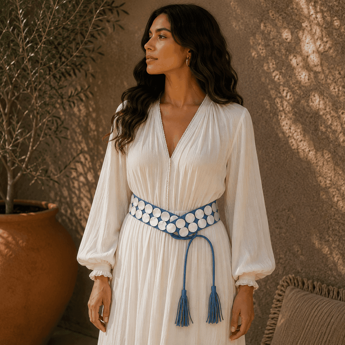 Azure Pearl Wrap Belt
