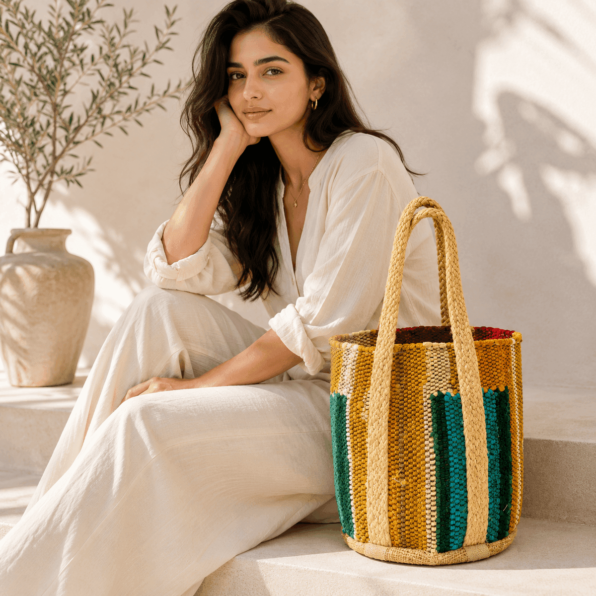 Sunset Stripe Artisan Tote