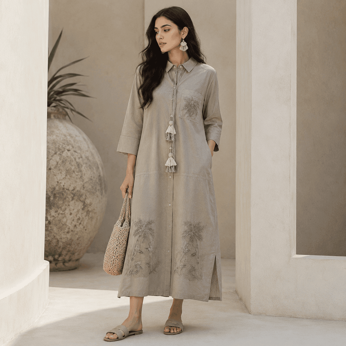 Palm Whisper Shirt Dress
