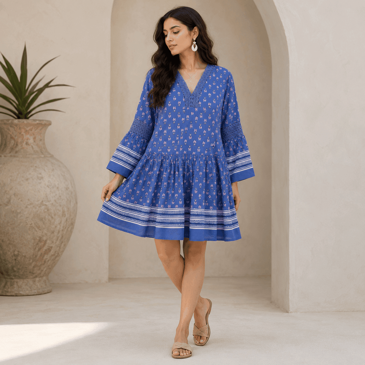 Azure Bloom Peplum Top