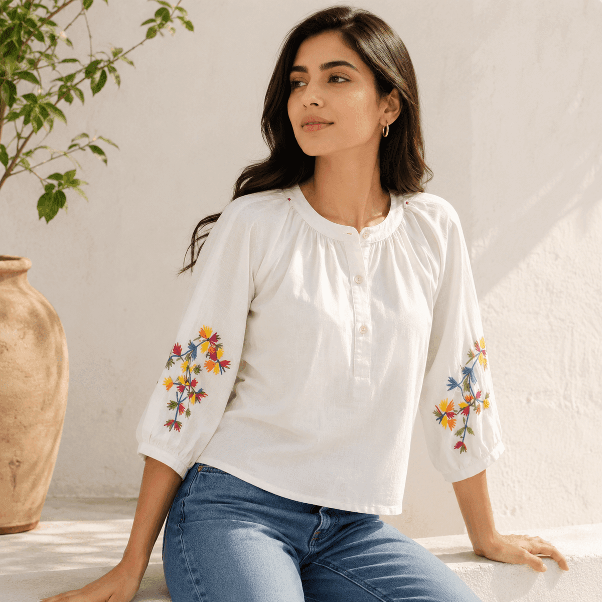 Meadow Bloom Embroidered Top