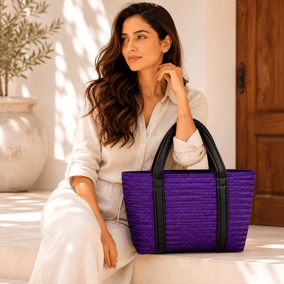 Royal Dusk Sea Grass Tote