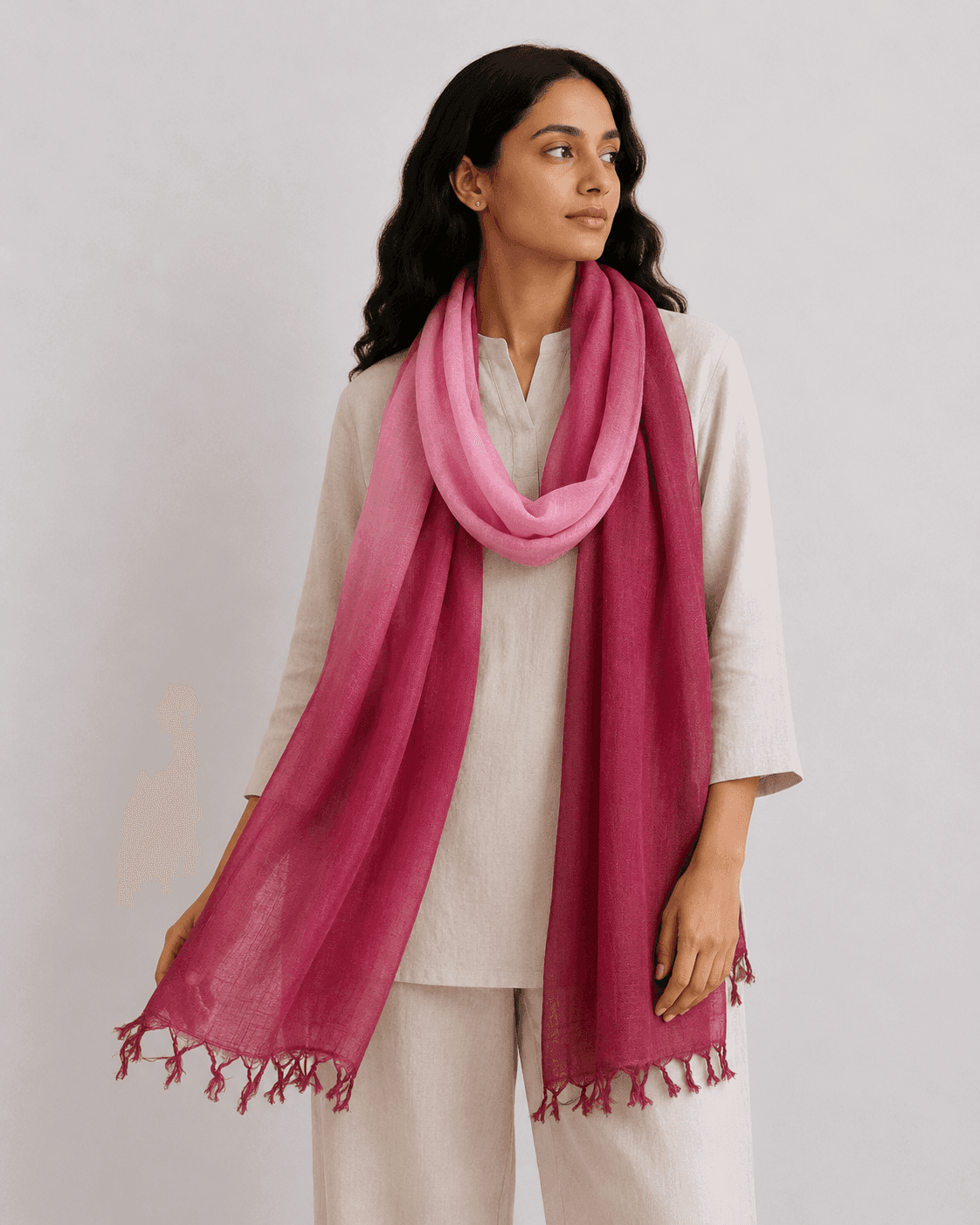 Sunset Blush Ombre Linen Scarf