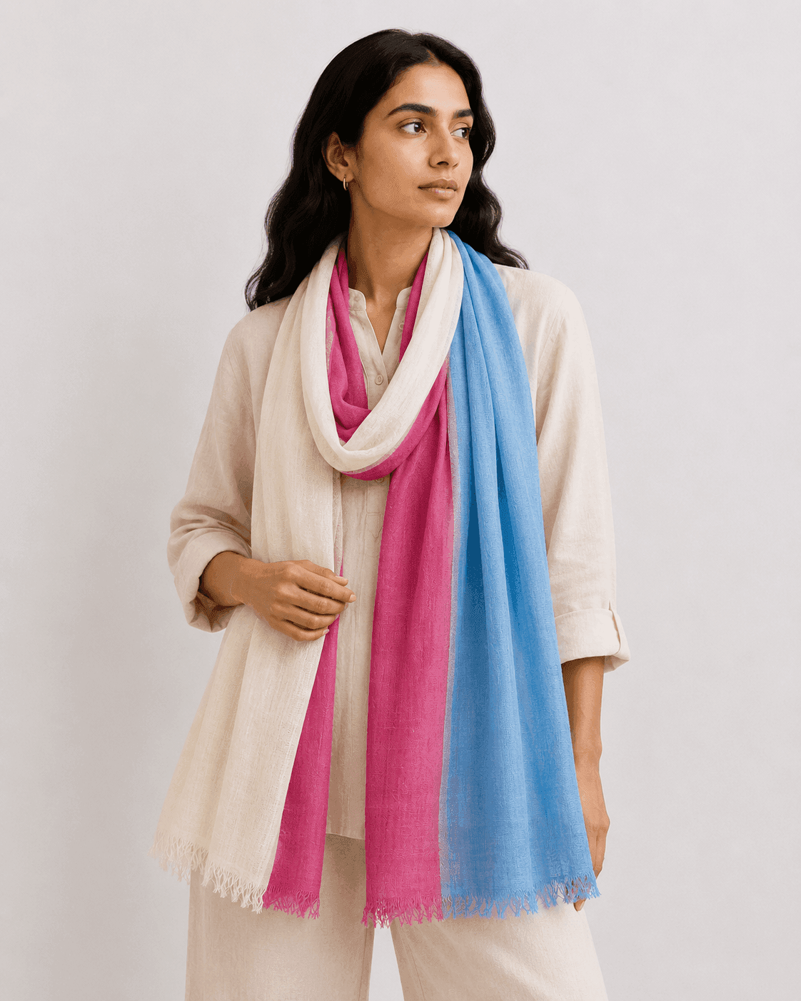 Riviera Bloom Linen Scarf