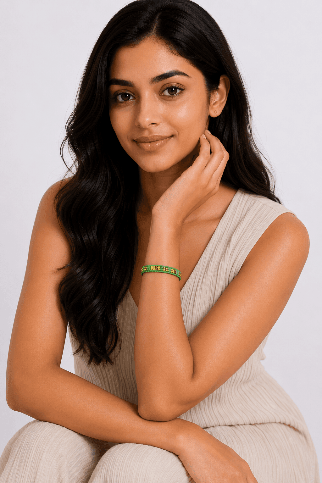 Green Meadow Beaded Armband