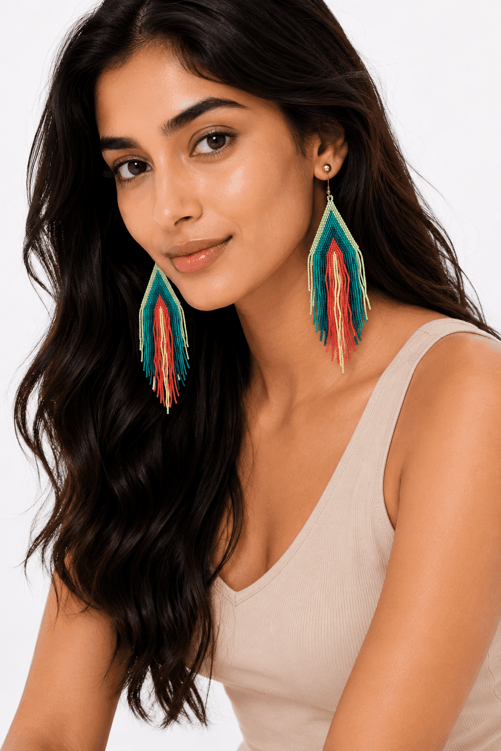 Desert Flame Fringe Beaded Earrings
