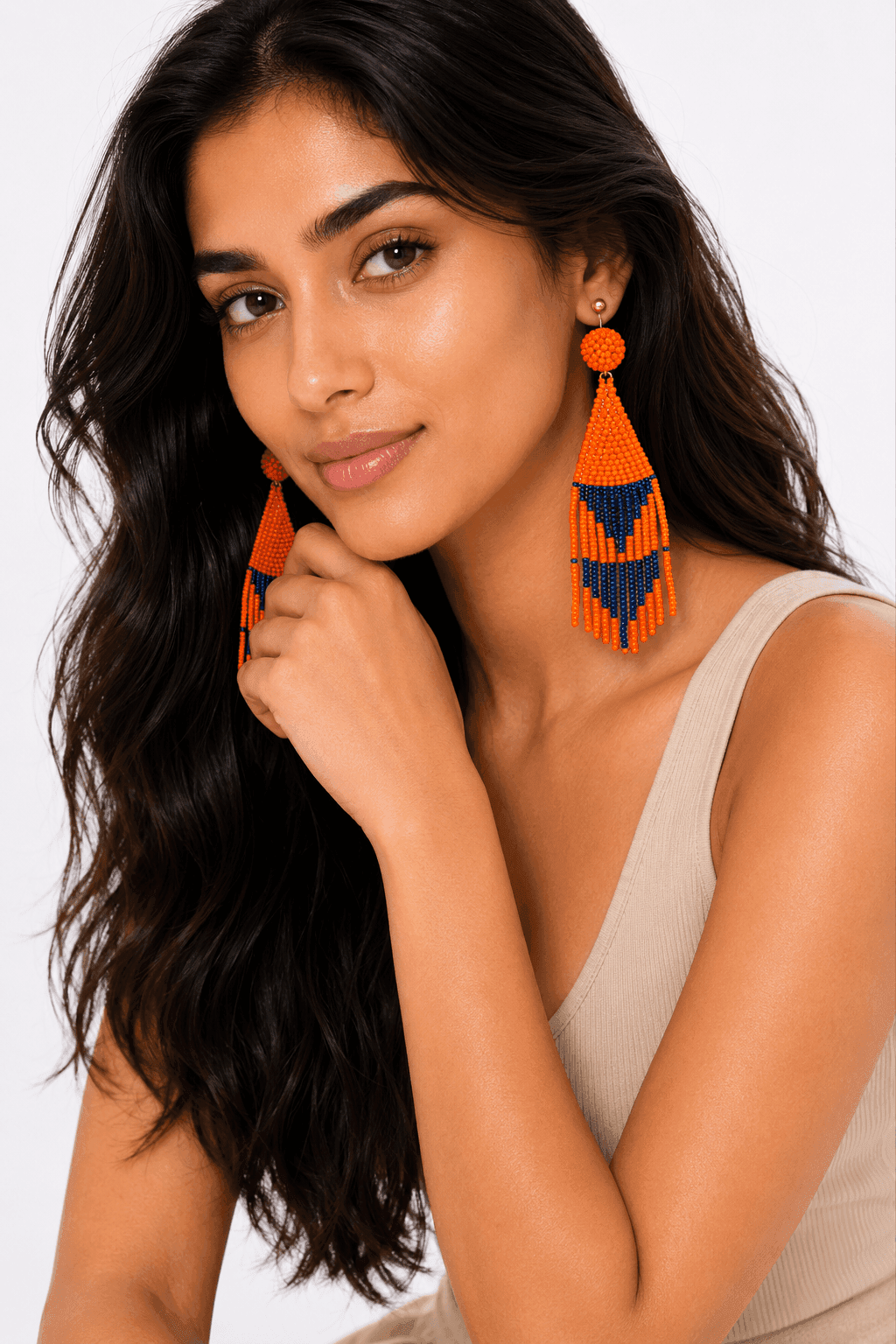 Sunset Glow Fringe Beaded Earrings