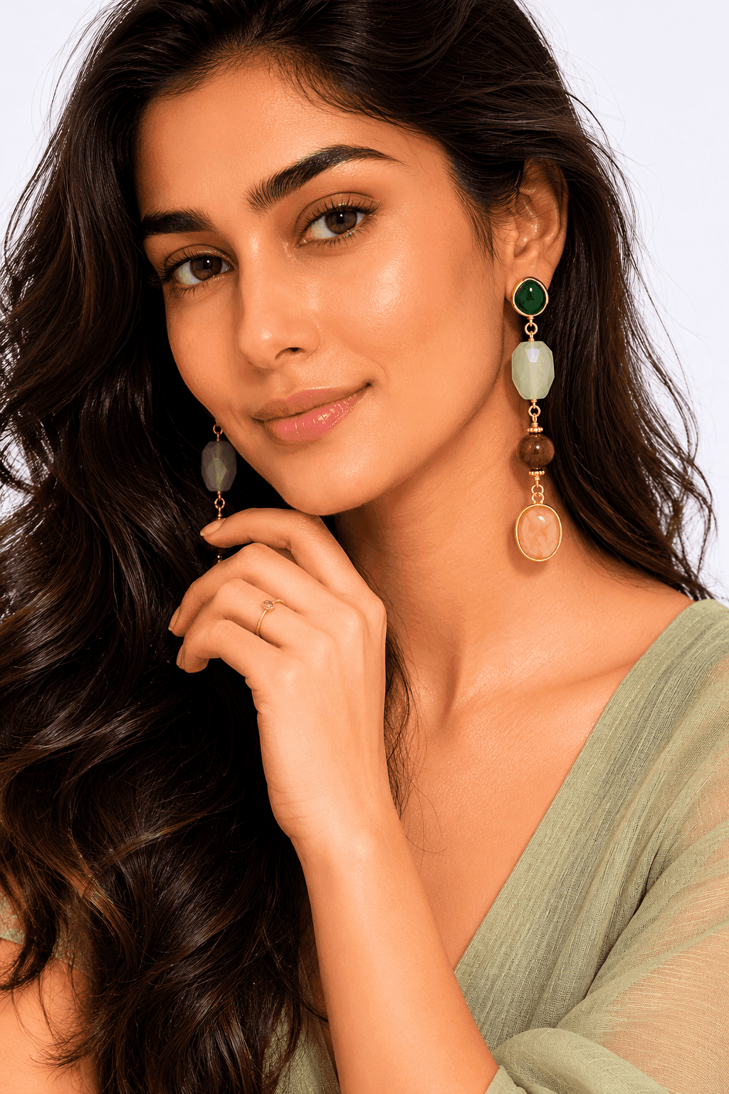 Sage Luxe Gemstone Drop Earrings