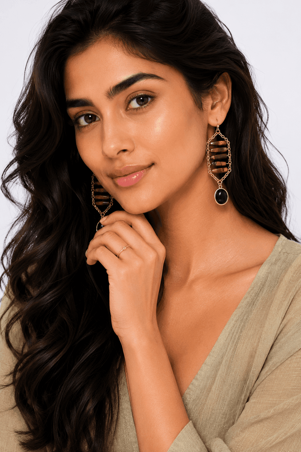 Tiger Eye Cascade Drop Earrings