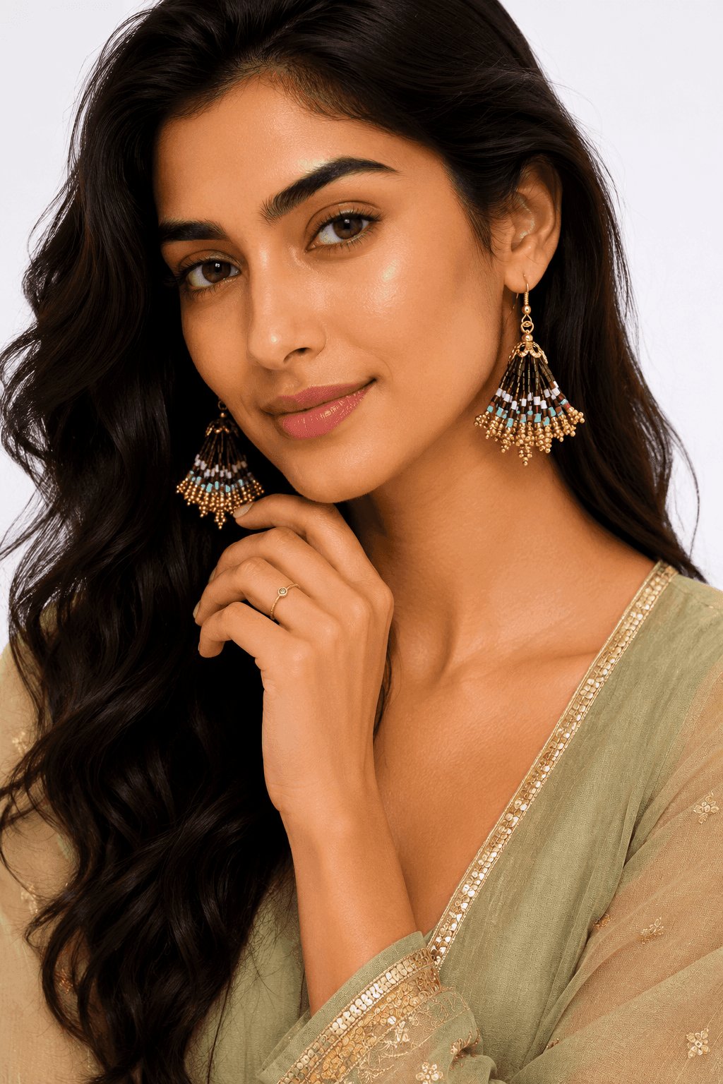 Boho Luxe Tassel Beaded Earrings
