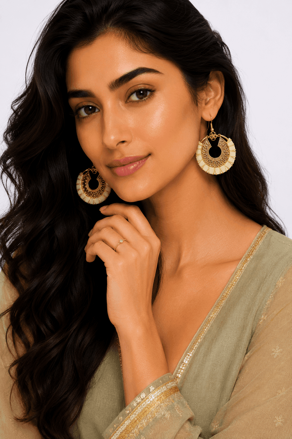 Ivory Halo Bohemian Earrings
