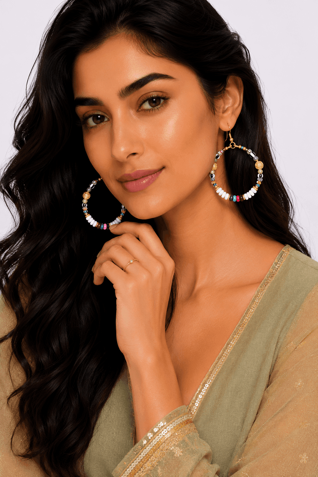 Carnival Charm Beaded Hoop Earrings
