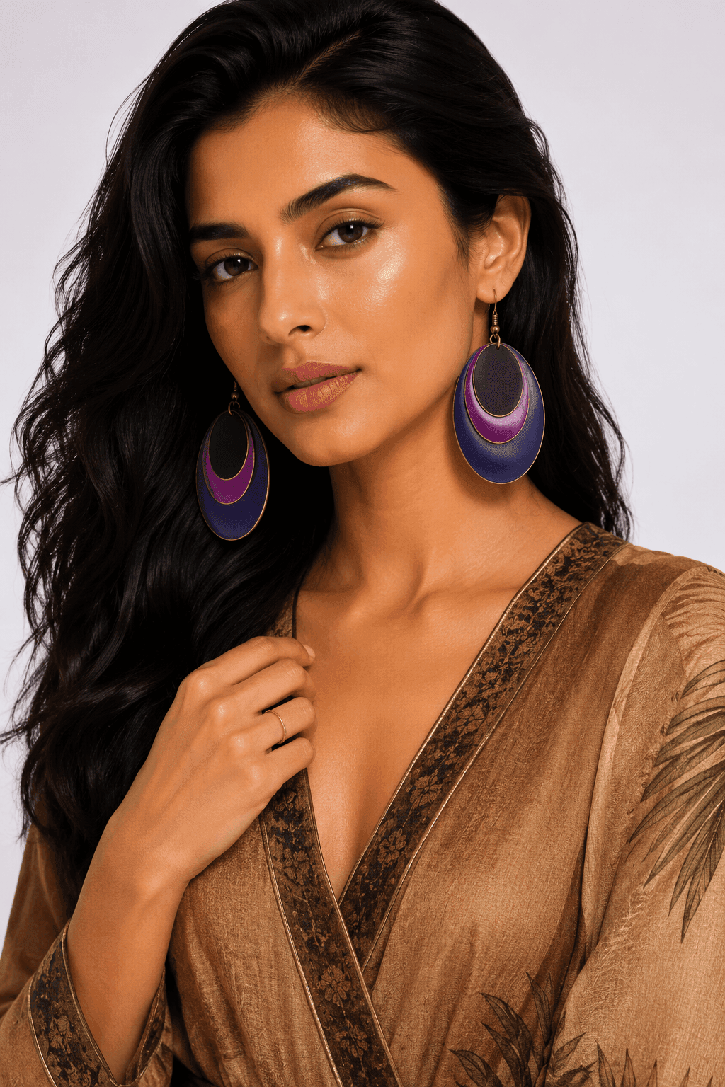 Midnight Orchid Layered Earrings