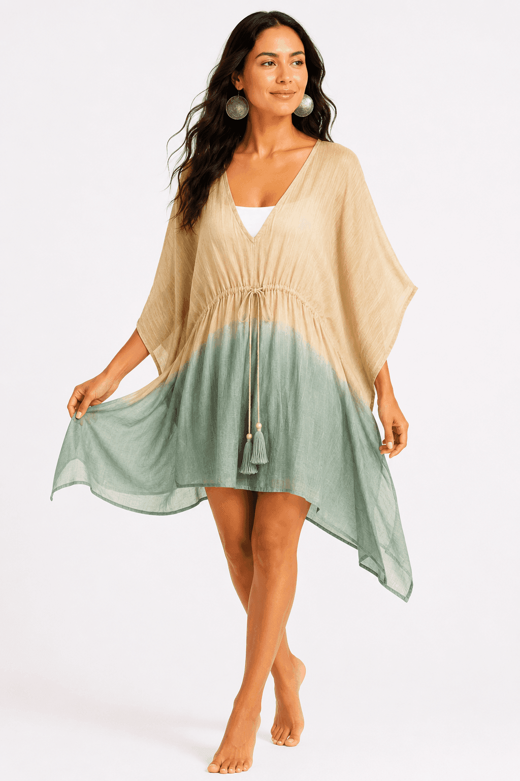 Sea Mist Ombre Cotton Voile Kaftan