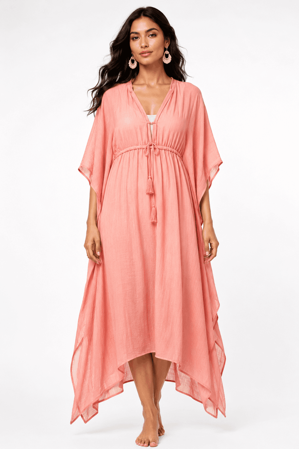 Coral Breeze Cotton Gauze Kaftan