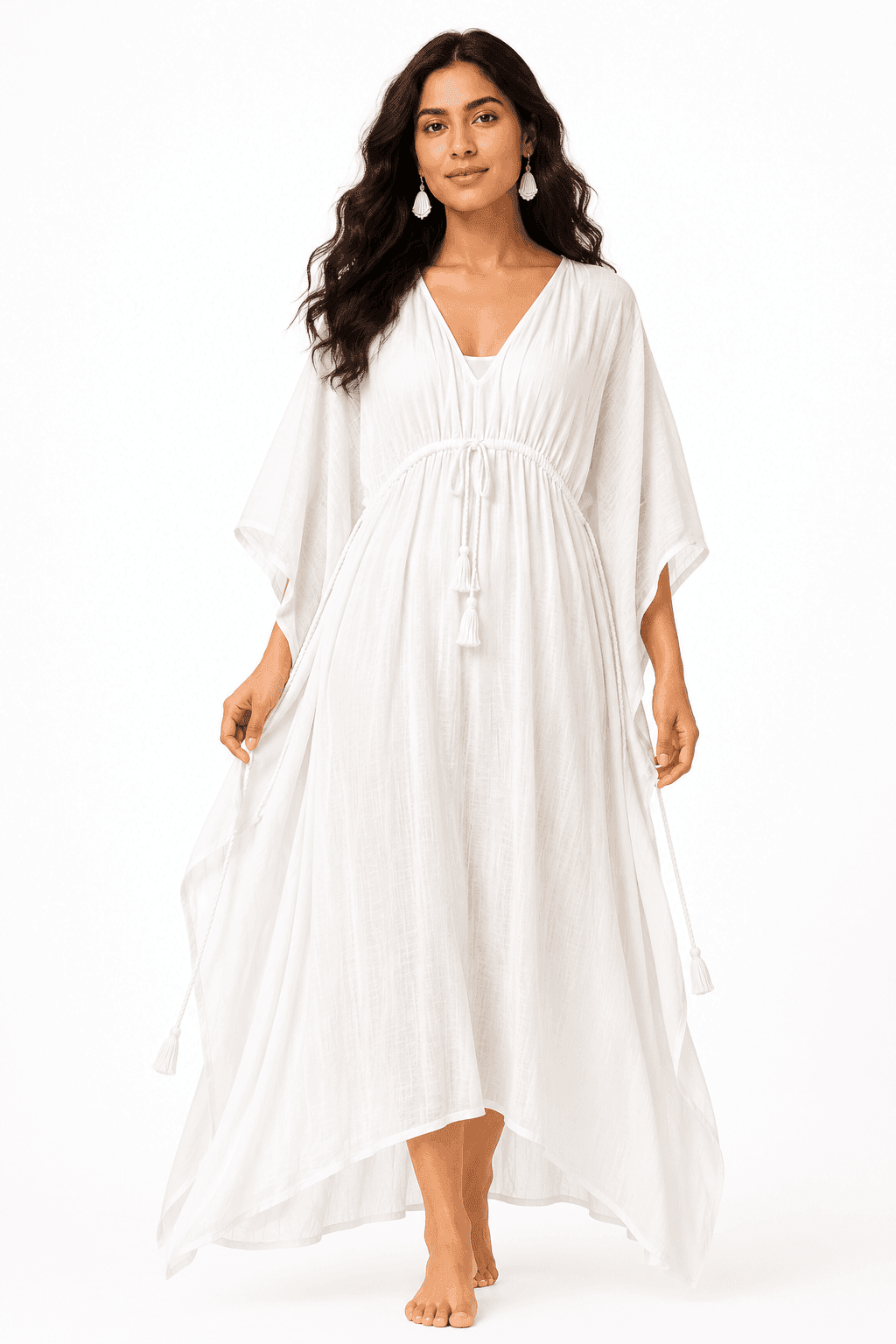 Ivory Breeze Long Cotton Gauze Kaftan