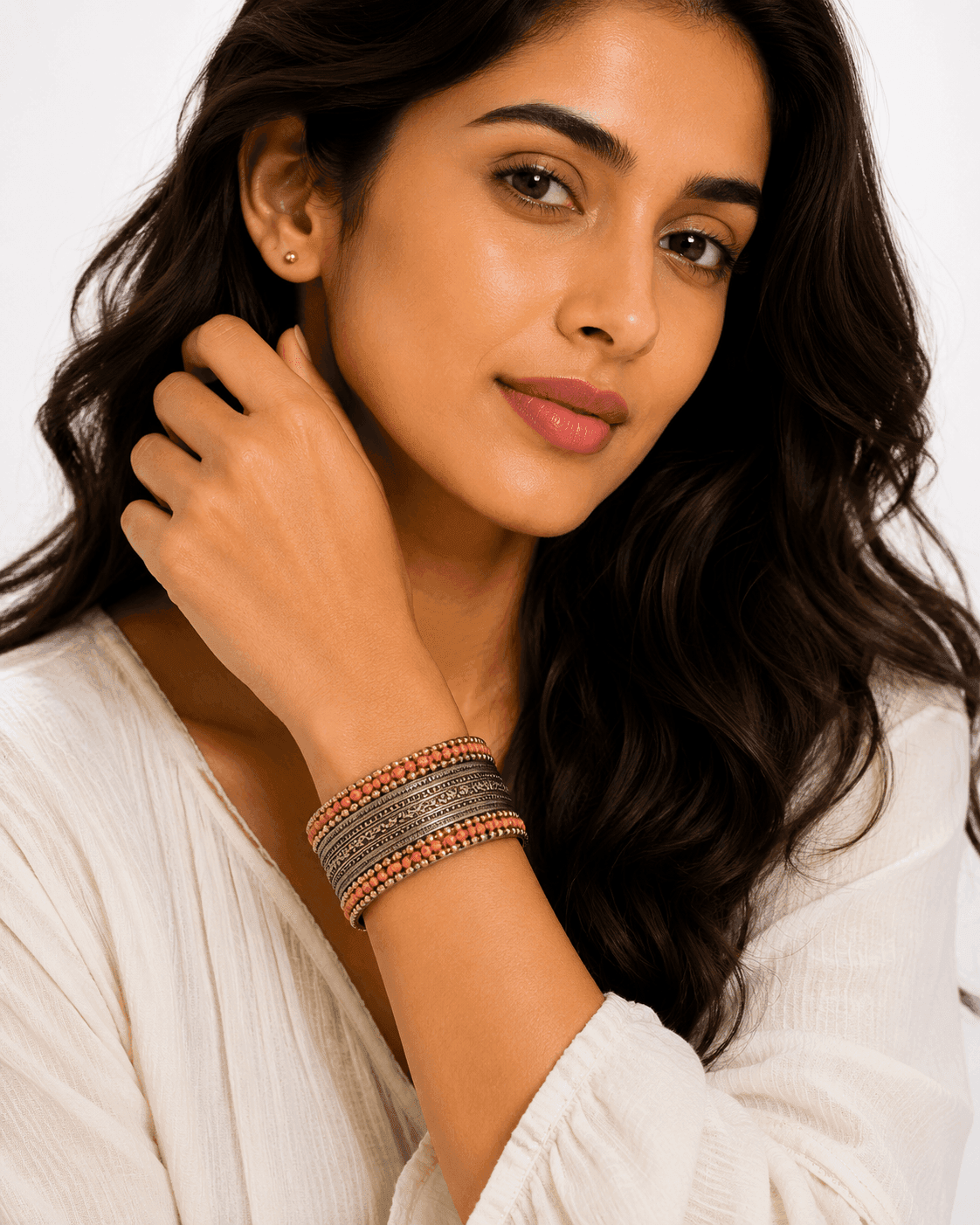 Coral Antique Gold Cuff