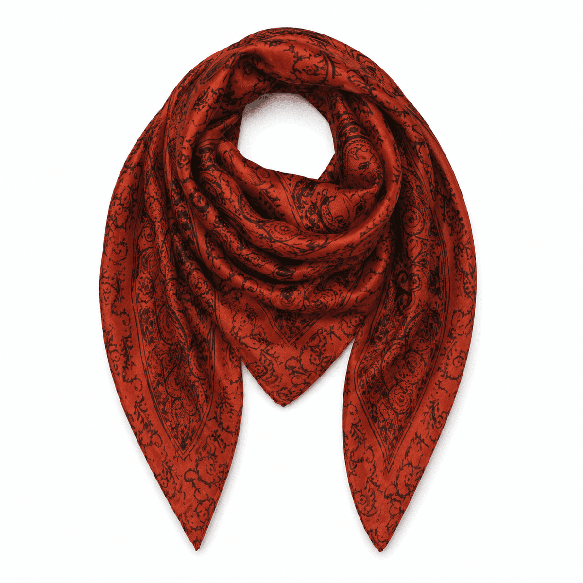 Crimson Paisley Silk Scarf