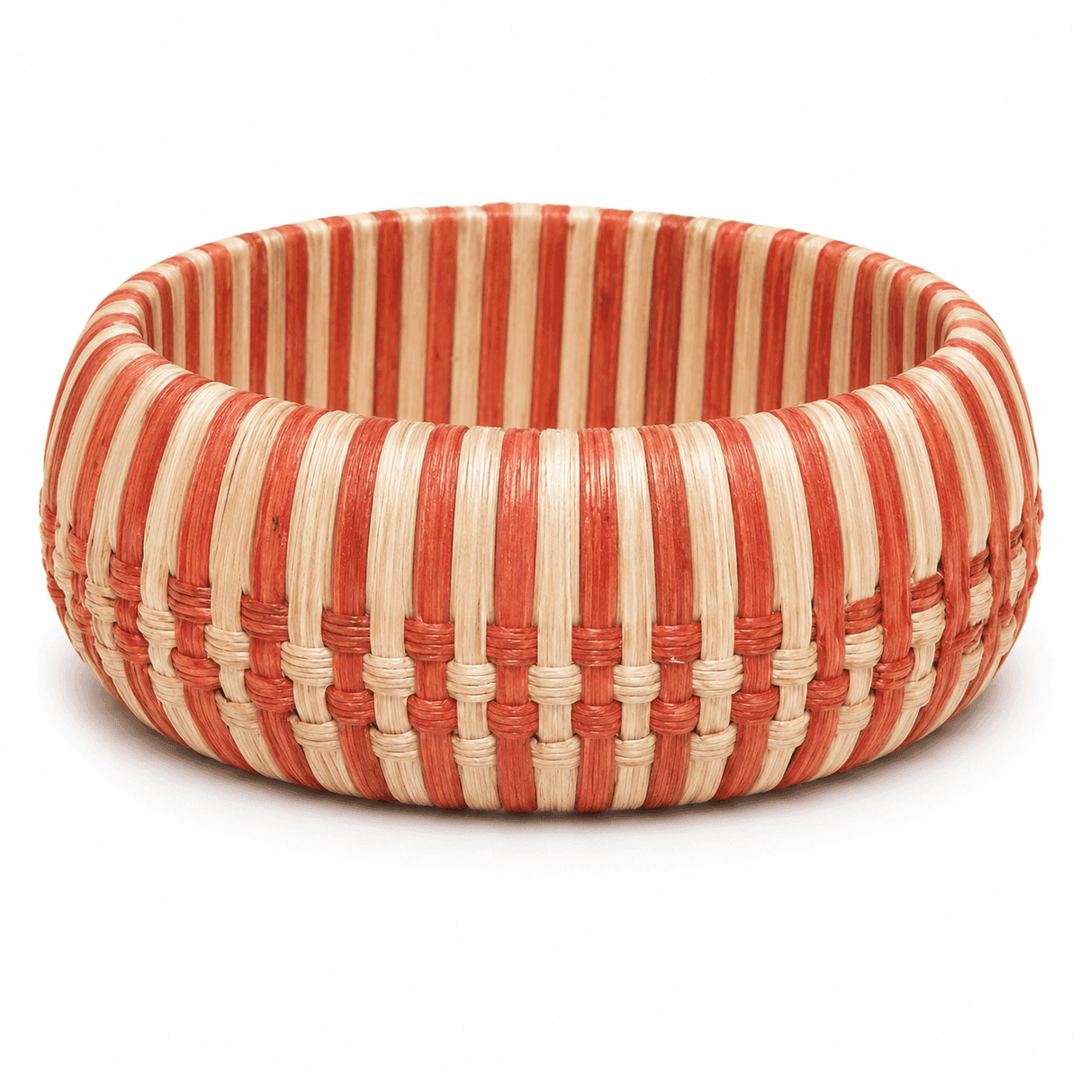 Coral Stripe Raffia Bangle
