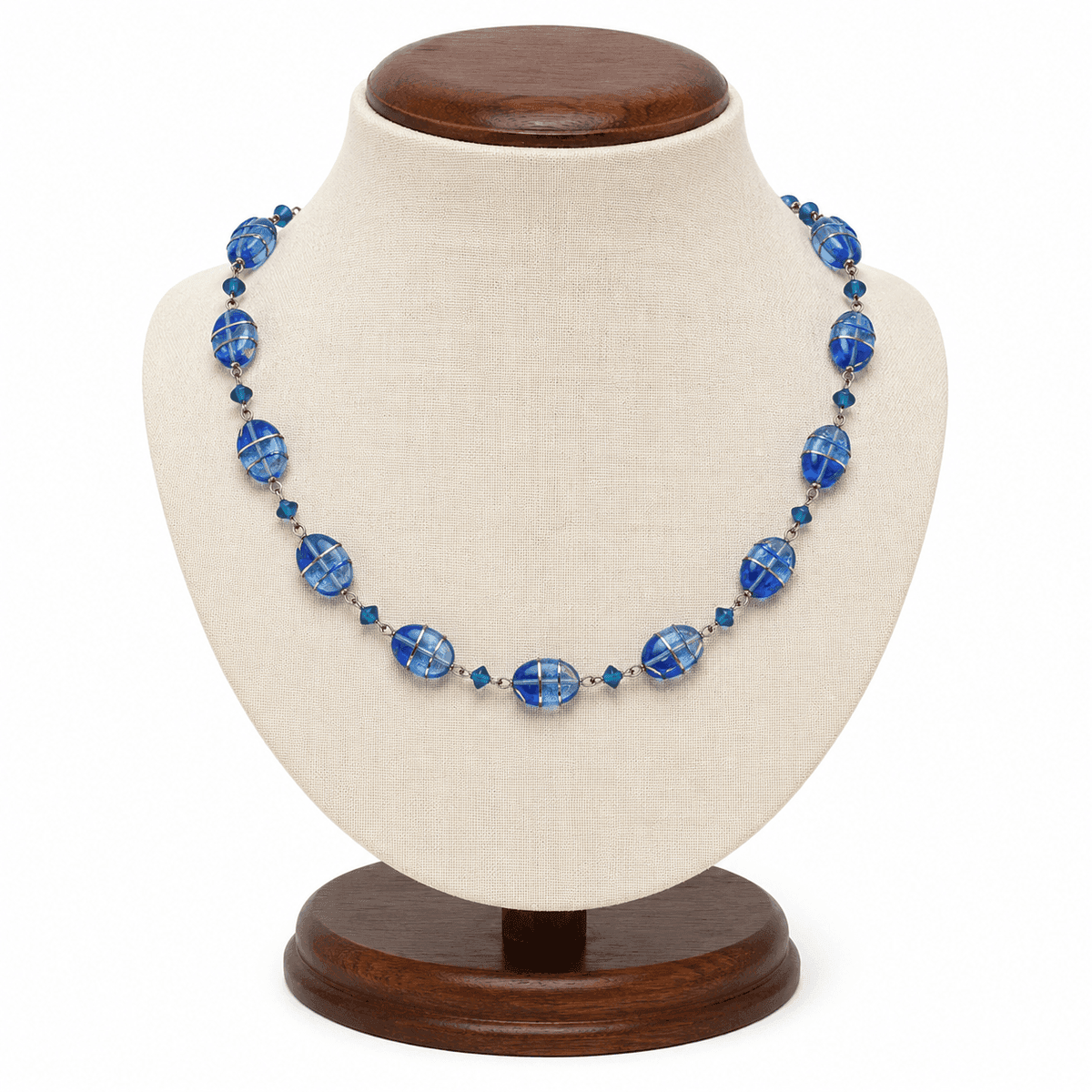 Azure Mosaic Glass Bead Necklace