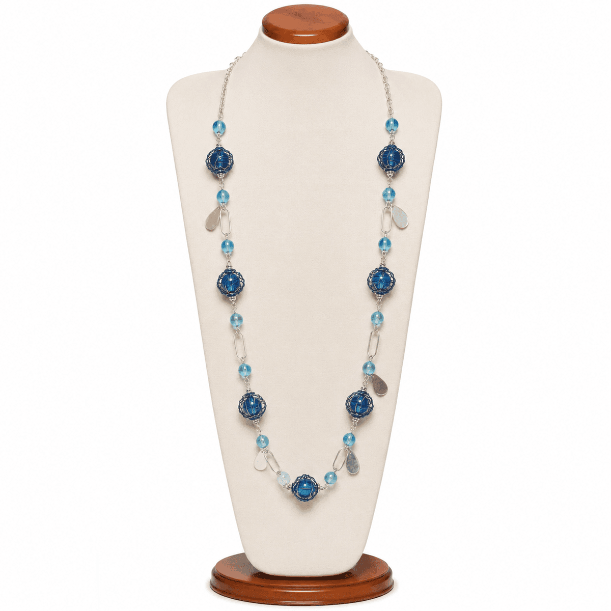 Azure Cascade Opera Necklace