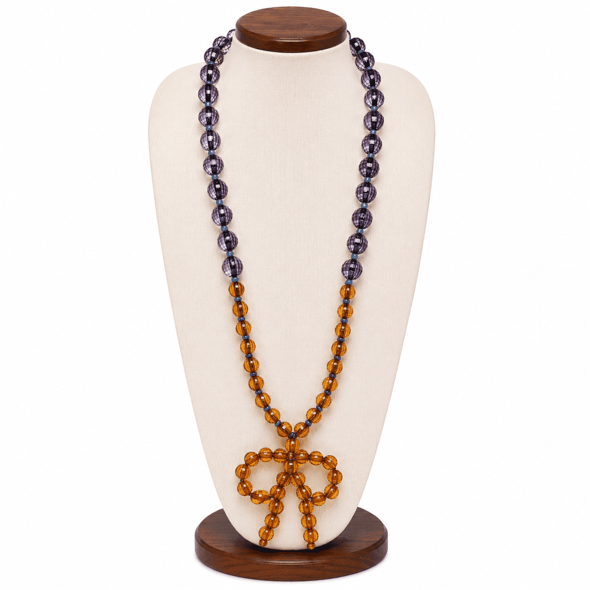 Amethyst Amber Bow Necklace