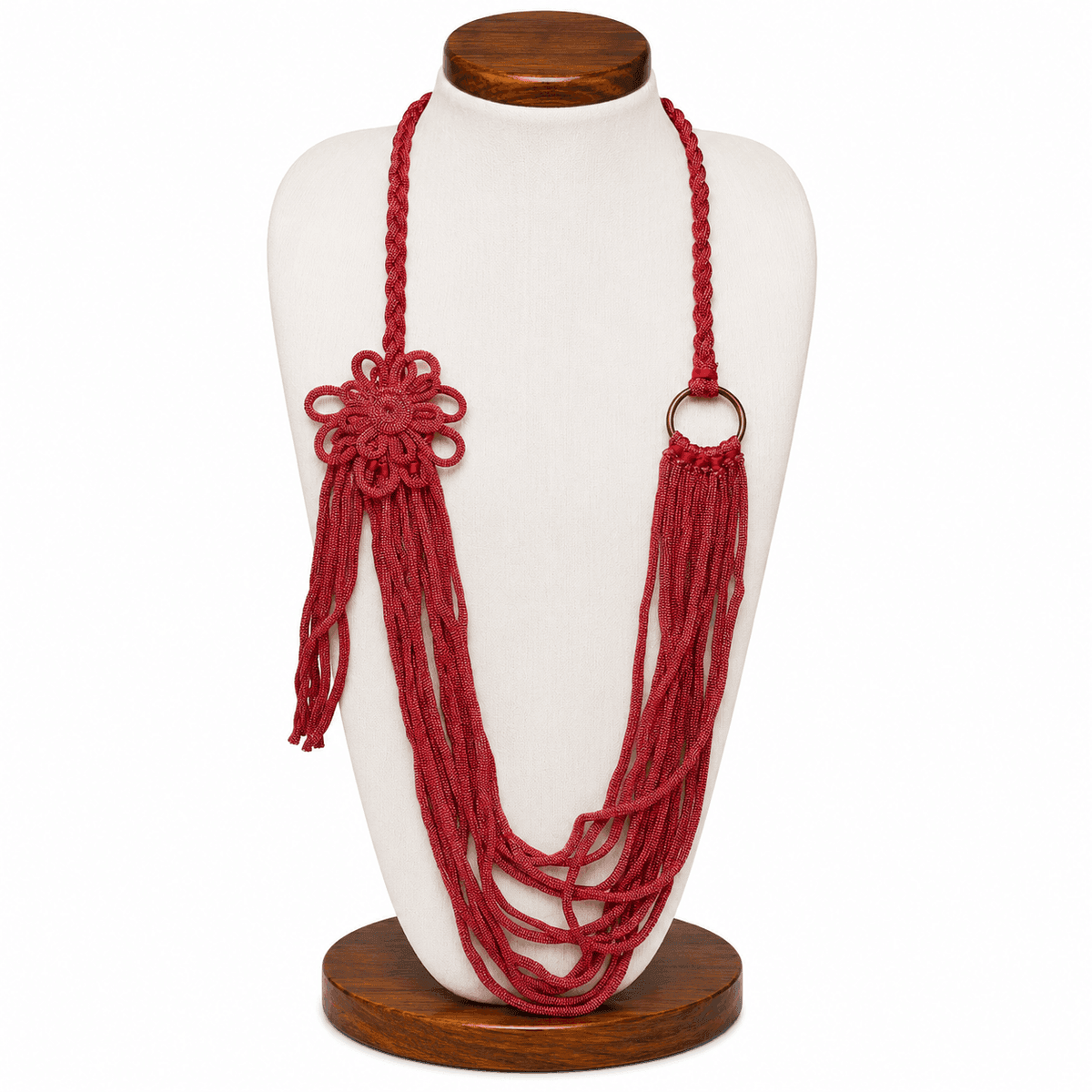 Crimson Tassel Statement Necklace