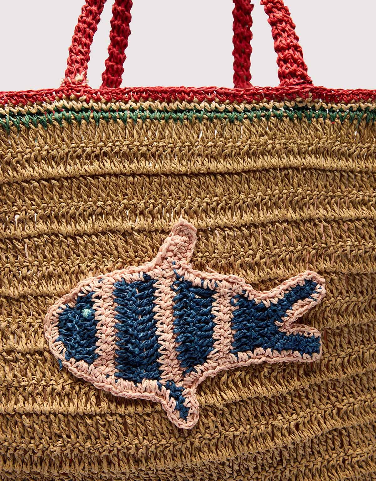 Coastal Reef Raffia Tote