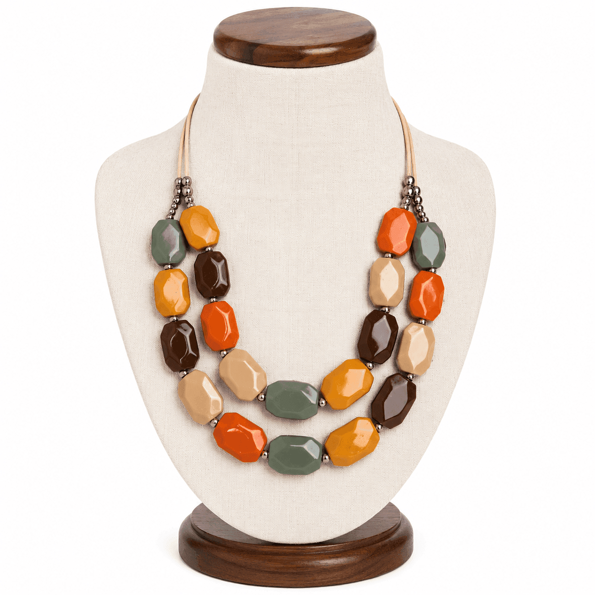 Autumn Harmony Double Strand Resin Necklace
