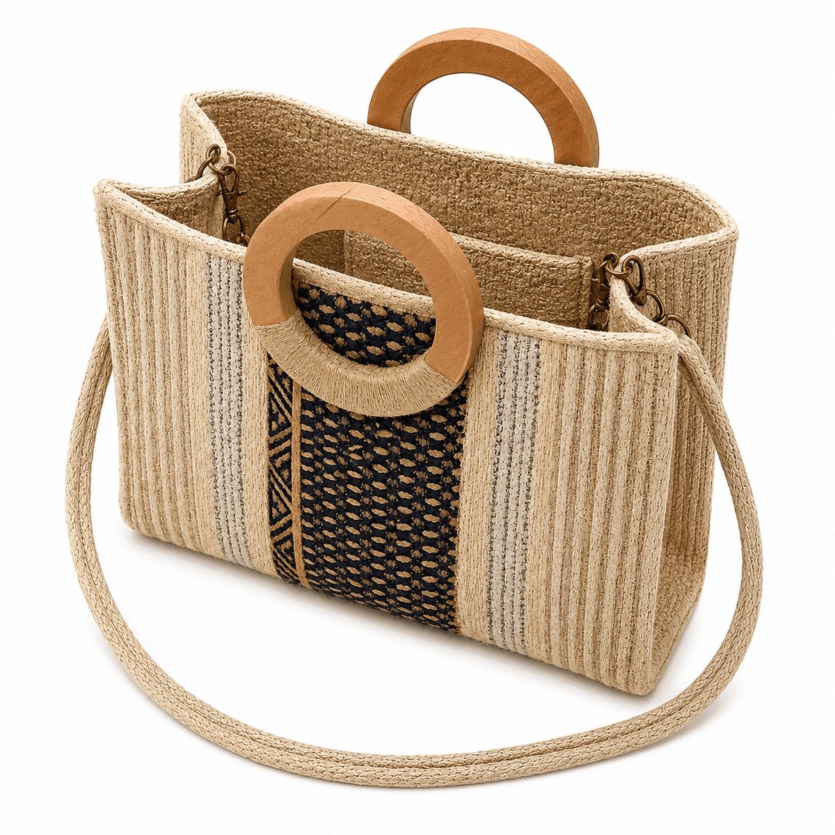 Coastal Navy Jute Basket Tote