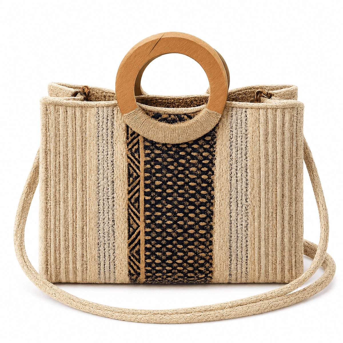 Coastal Navy Jute Basket Tote