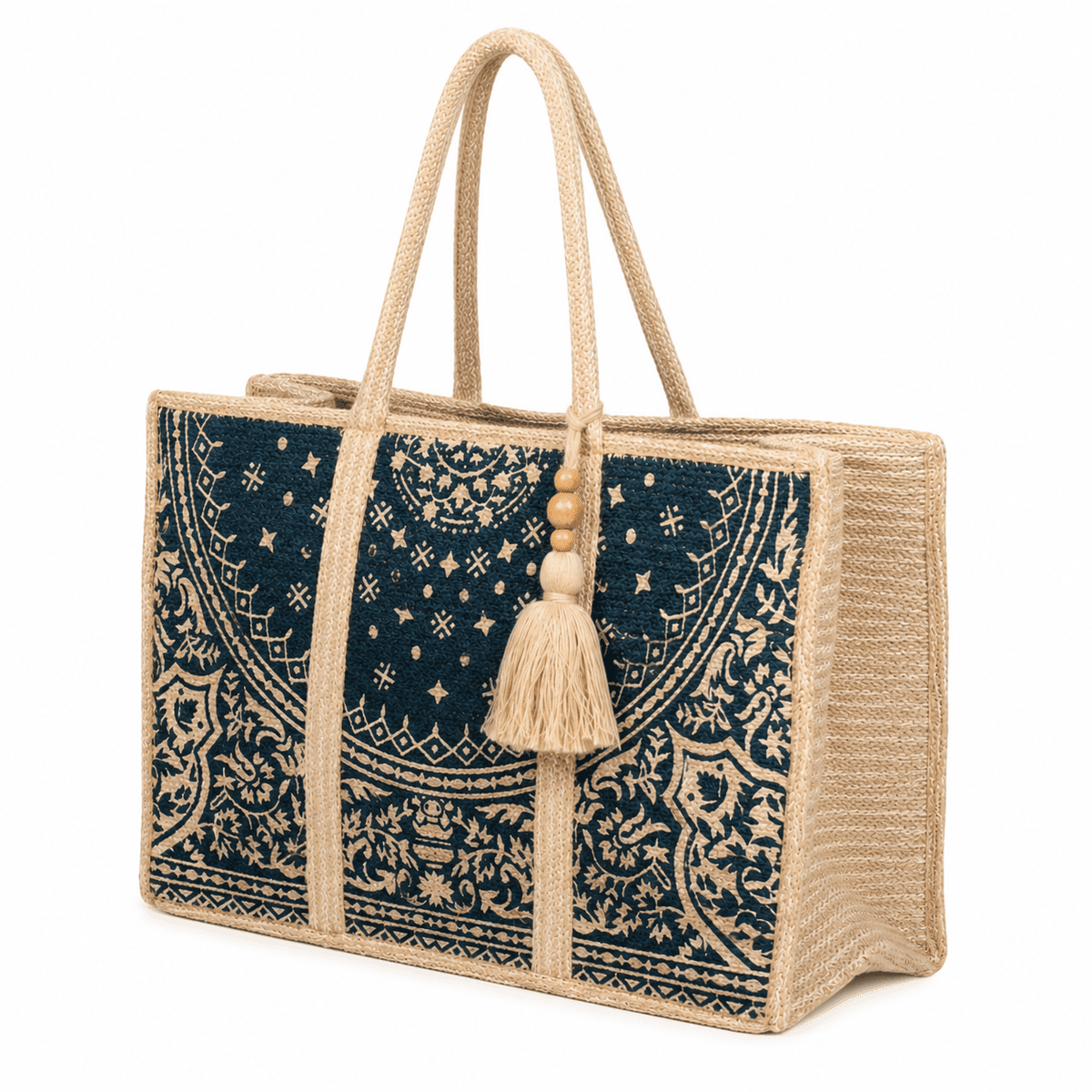 Indigo Heritage Jute Tote