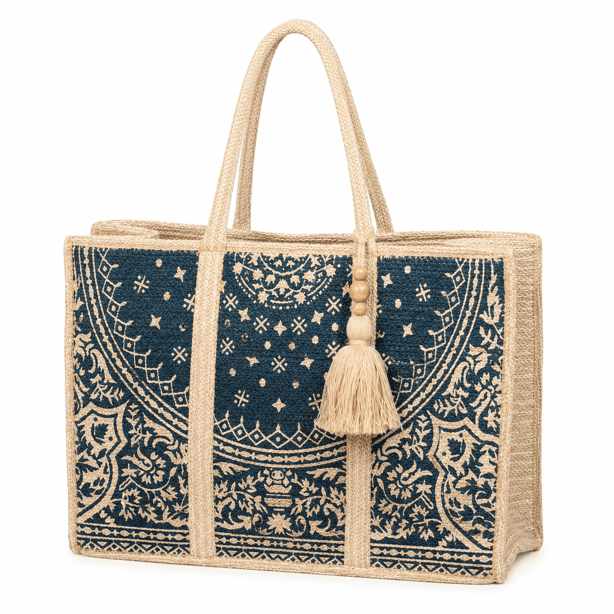 Indigo Heritage Jute Tote