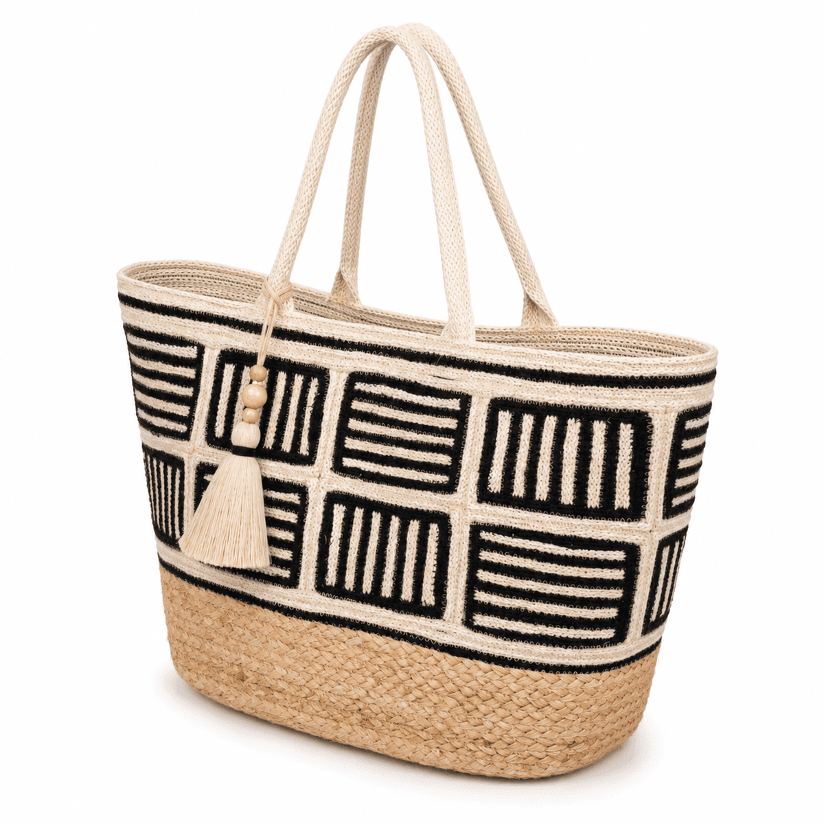 Geo Weave Jute Tote