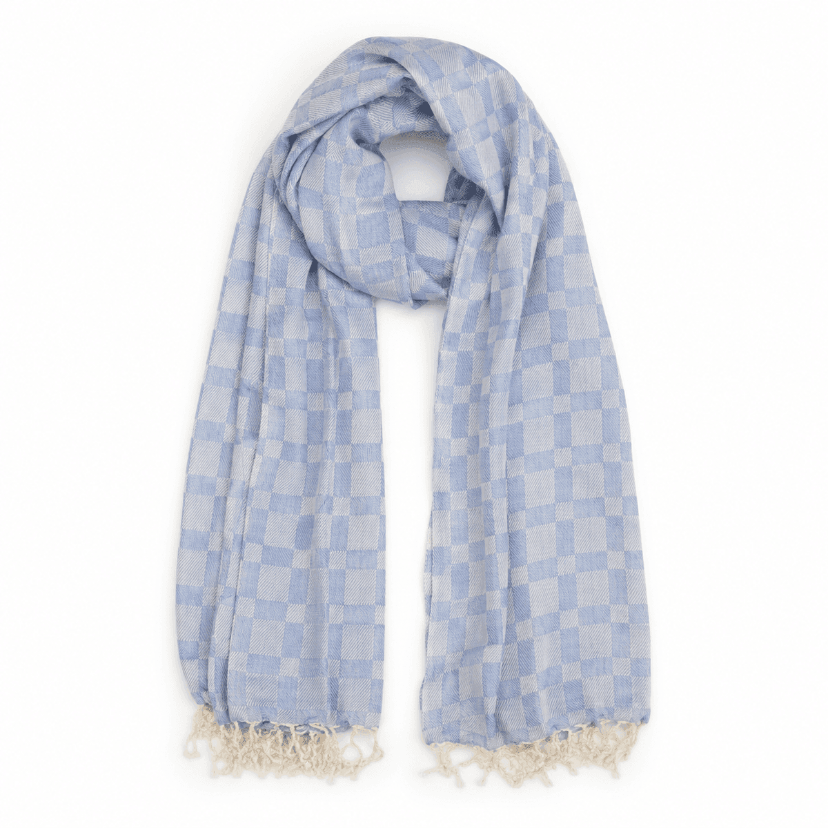 Milan Check Modal Scarf, Powder Blue
