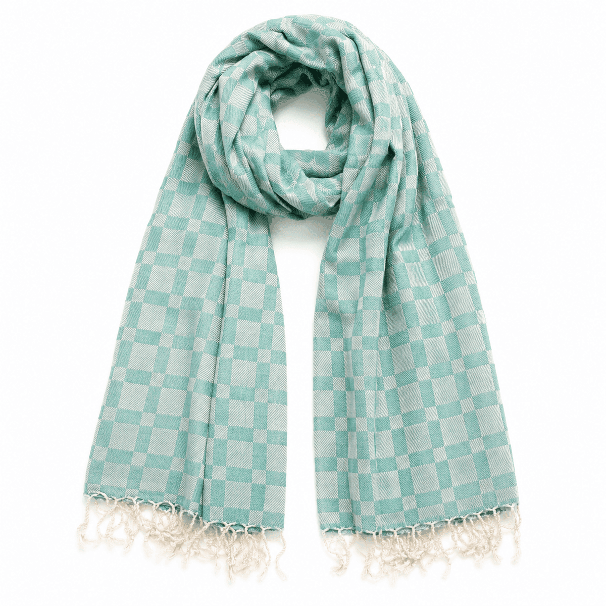 Milan Check Modal Scarf, Seafoam Green