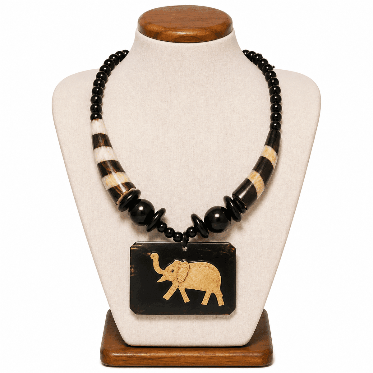 Safari Elephant Horn Statement Necklace