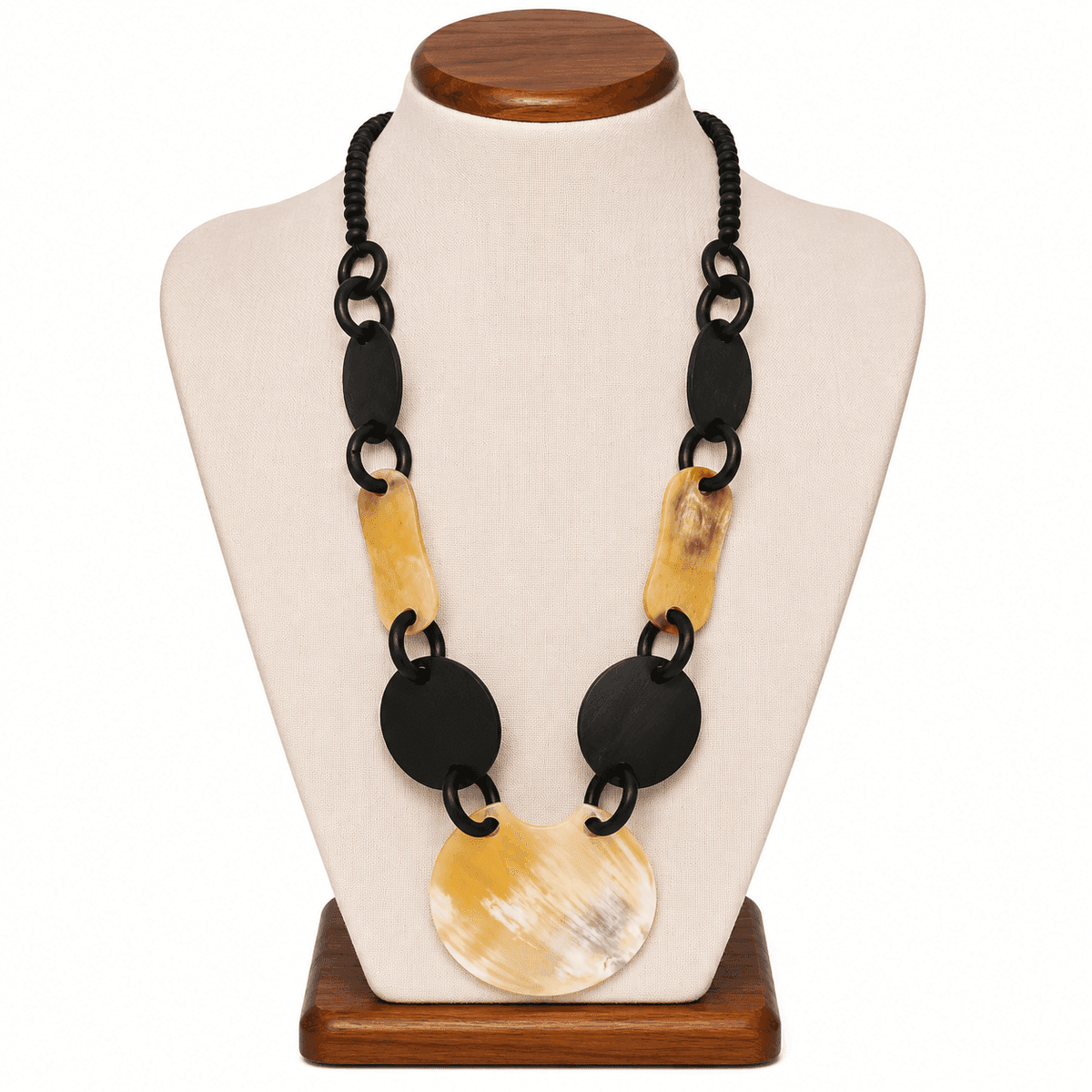 Ebony & Ivory Horn Statement Necklace