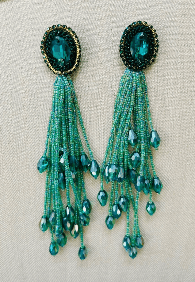 Emerald Cascade Tassel Earrings