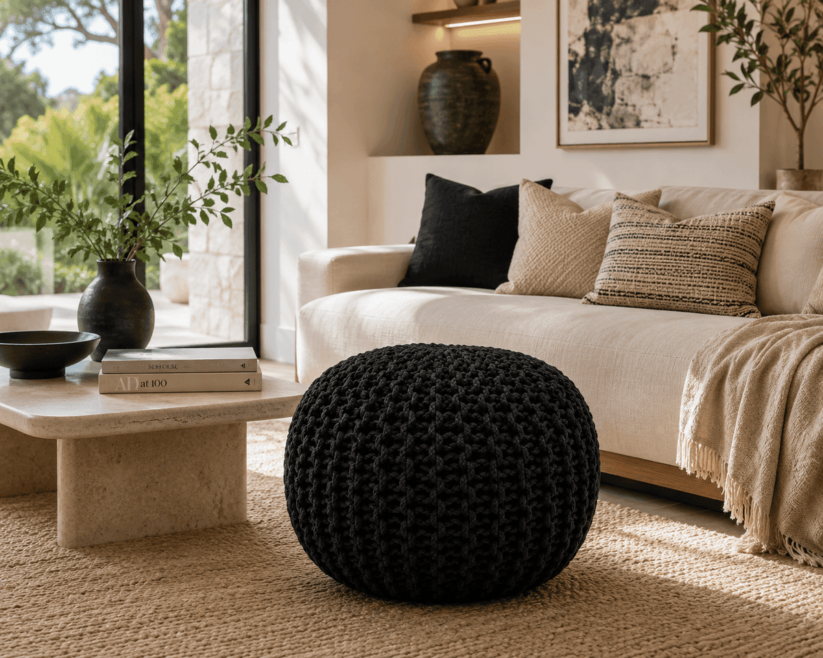 Ocean Breeze Knitted Pouf