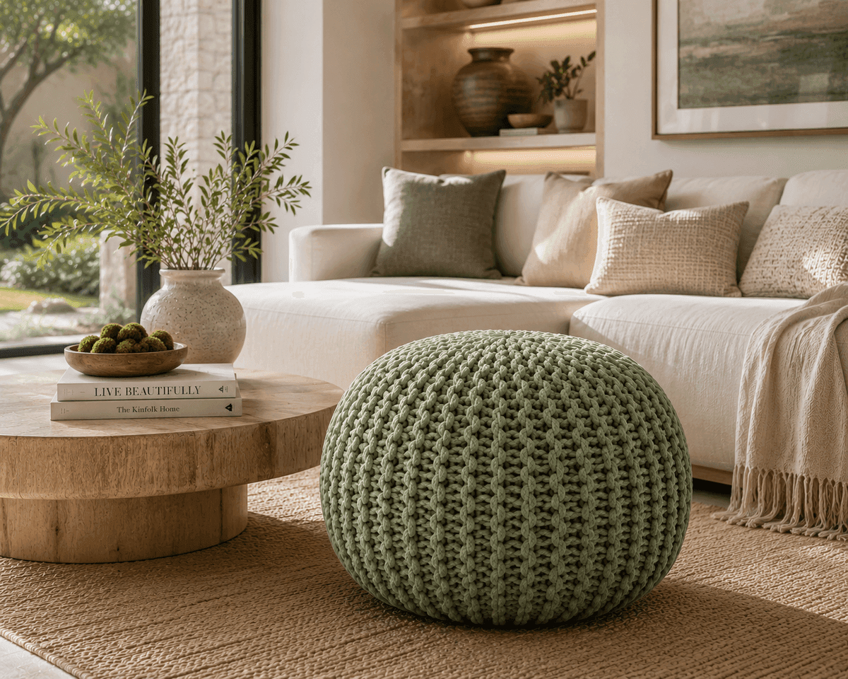 Sage Haven Knitted Pouf