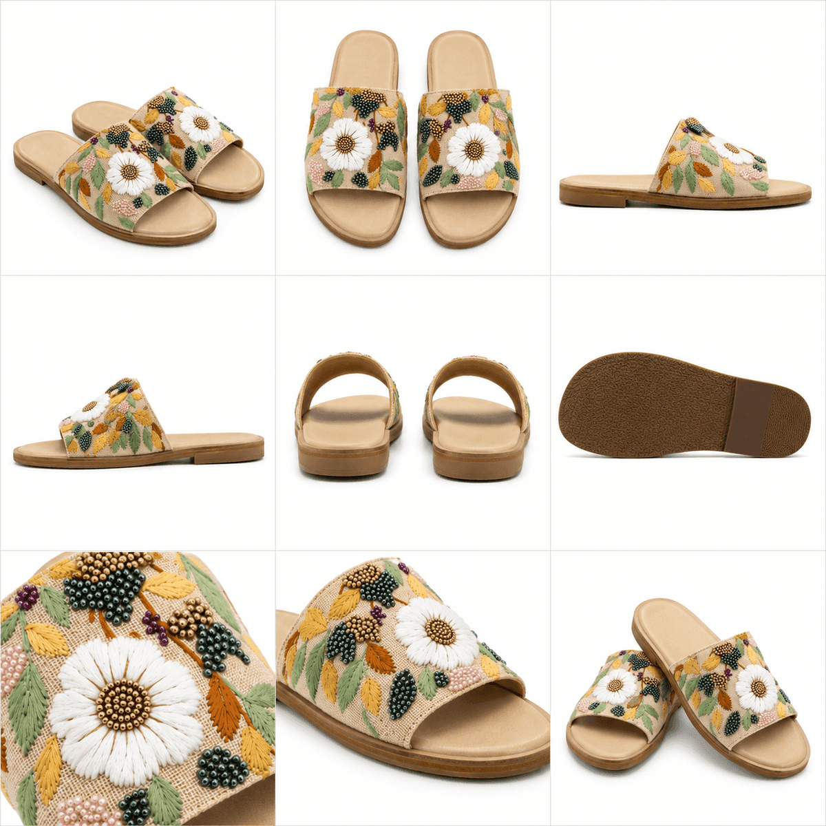 Meadow Bloom Embroidered Slides