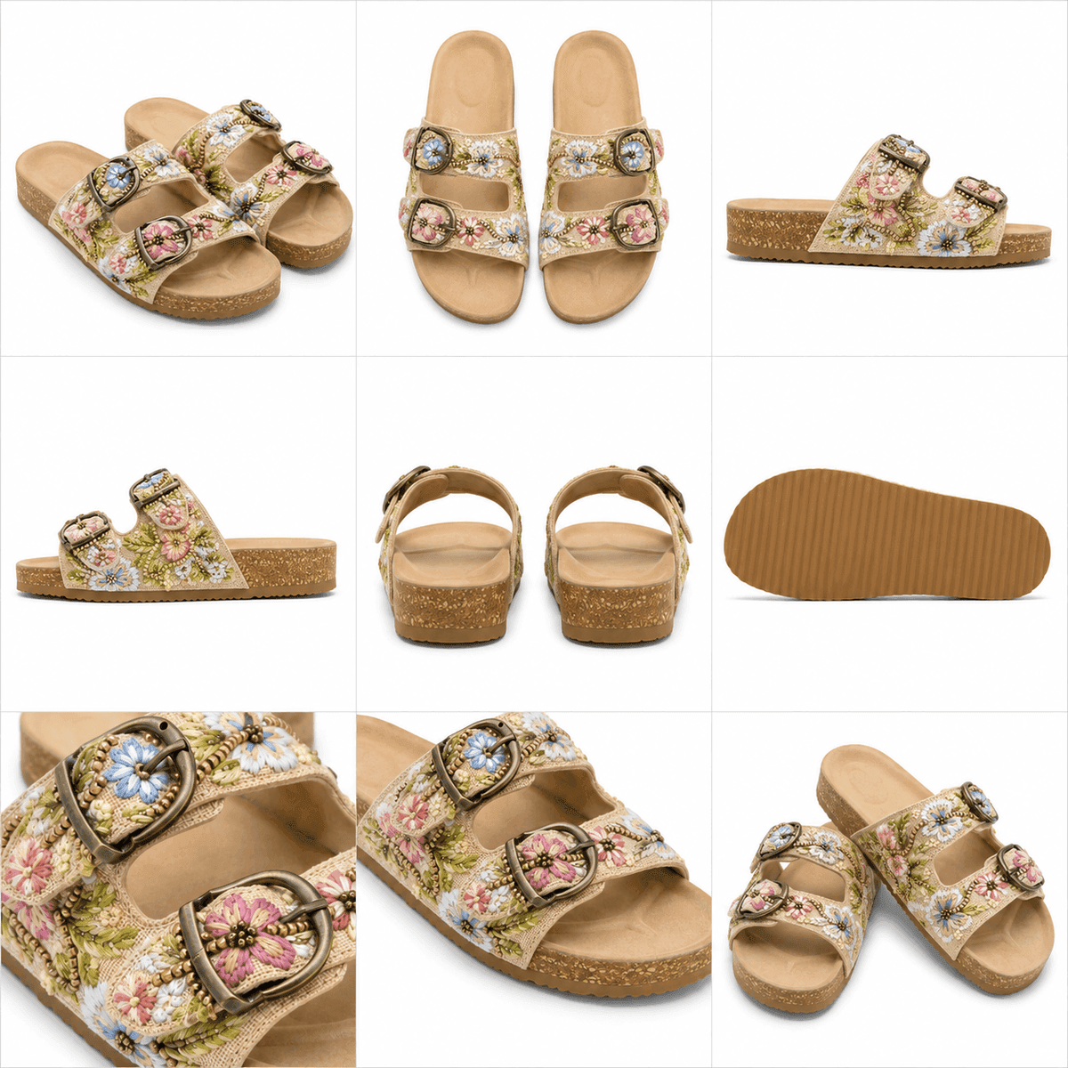 Spring Meadow Embroidered Comfort Slides