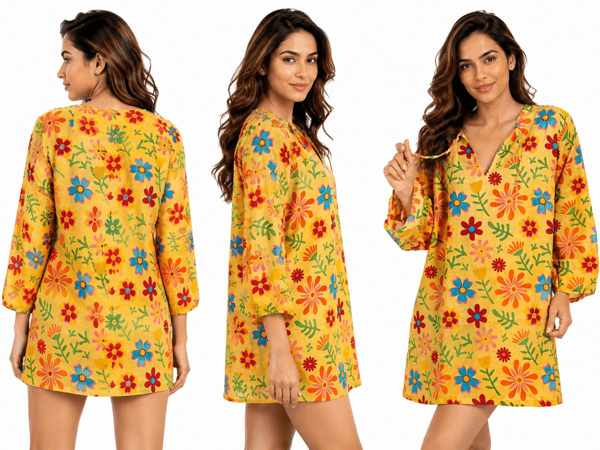 Petales Rouge Cotton Tunic Dress