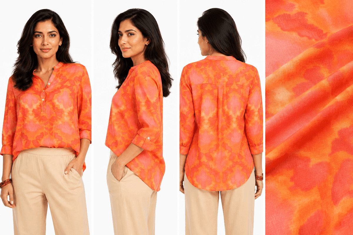 Mirage Rouge Mandarin Collar Cotton Tunic