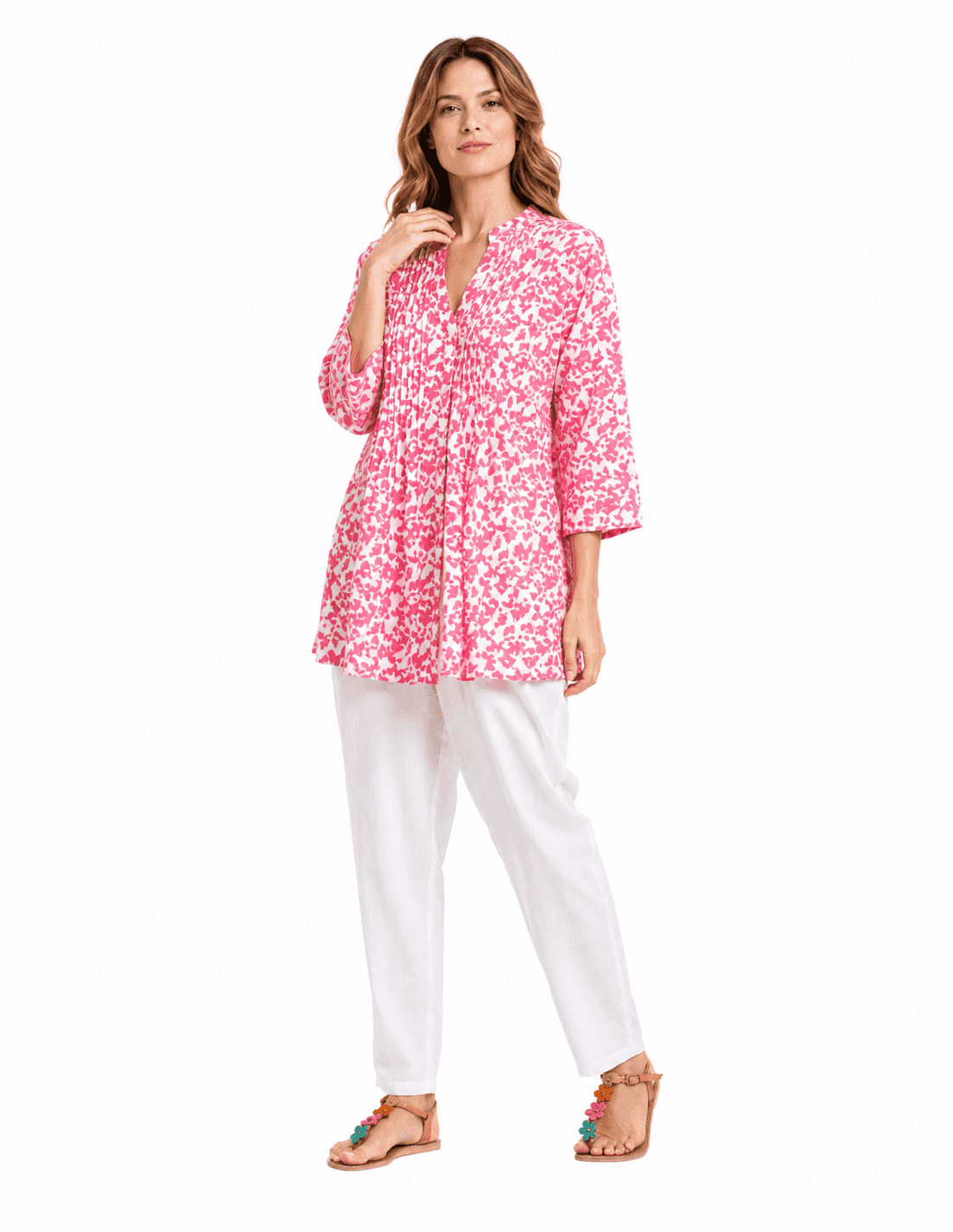Papillon Rose Pleated Cotton Tunic