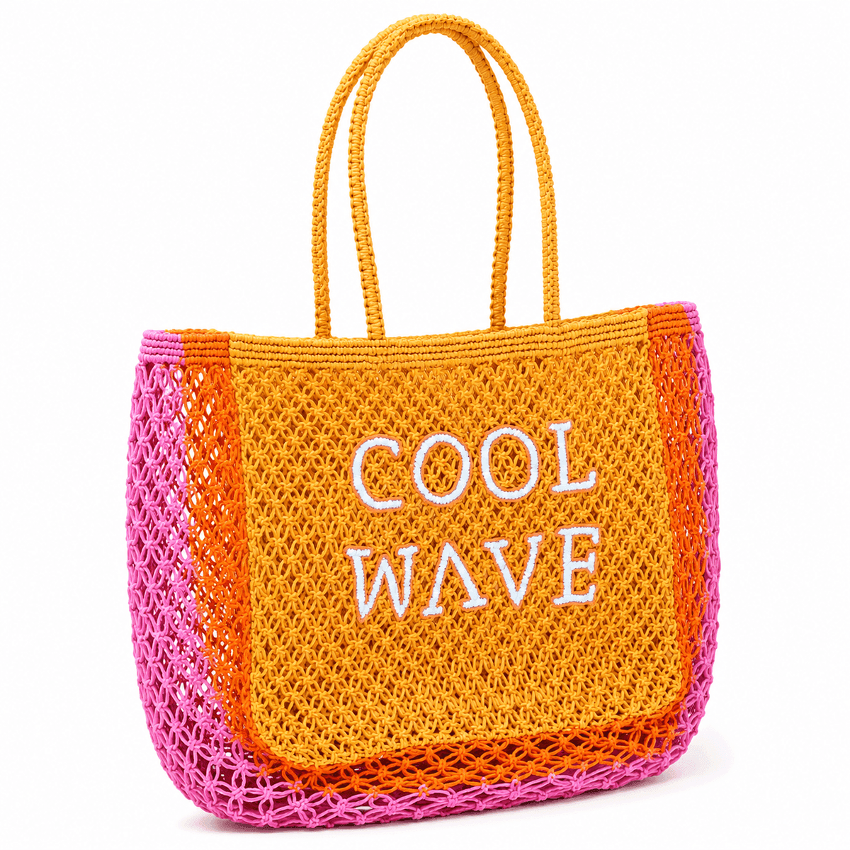 Cool Wave Crochet Jute Tote Bag