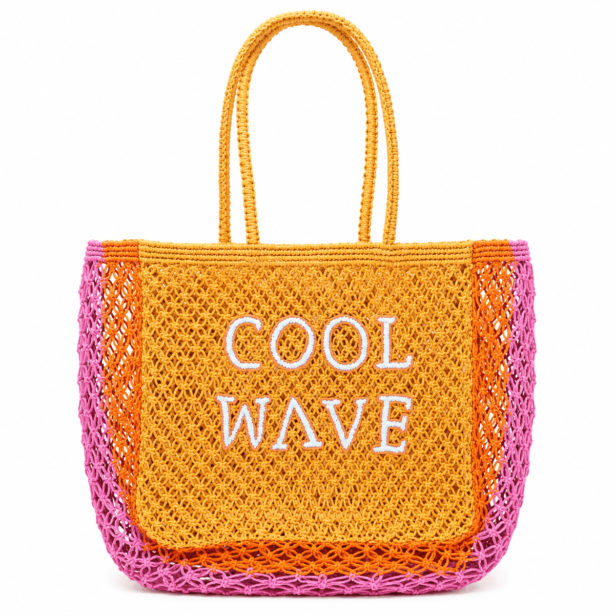 Cool Wave Crochet Jute Tote Bag